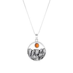 Tulip Pendant Sterling Silver Crystal Jewelry Necklace